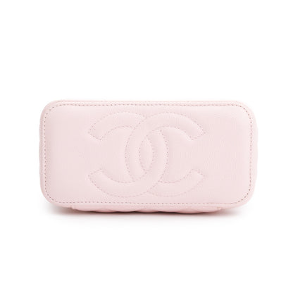 Chanel 2022 Pink Quilted Caviar Leather Small Vanity Case