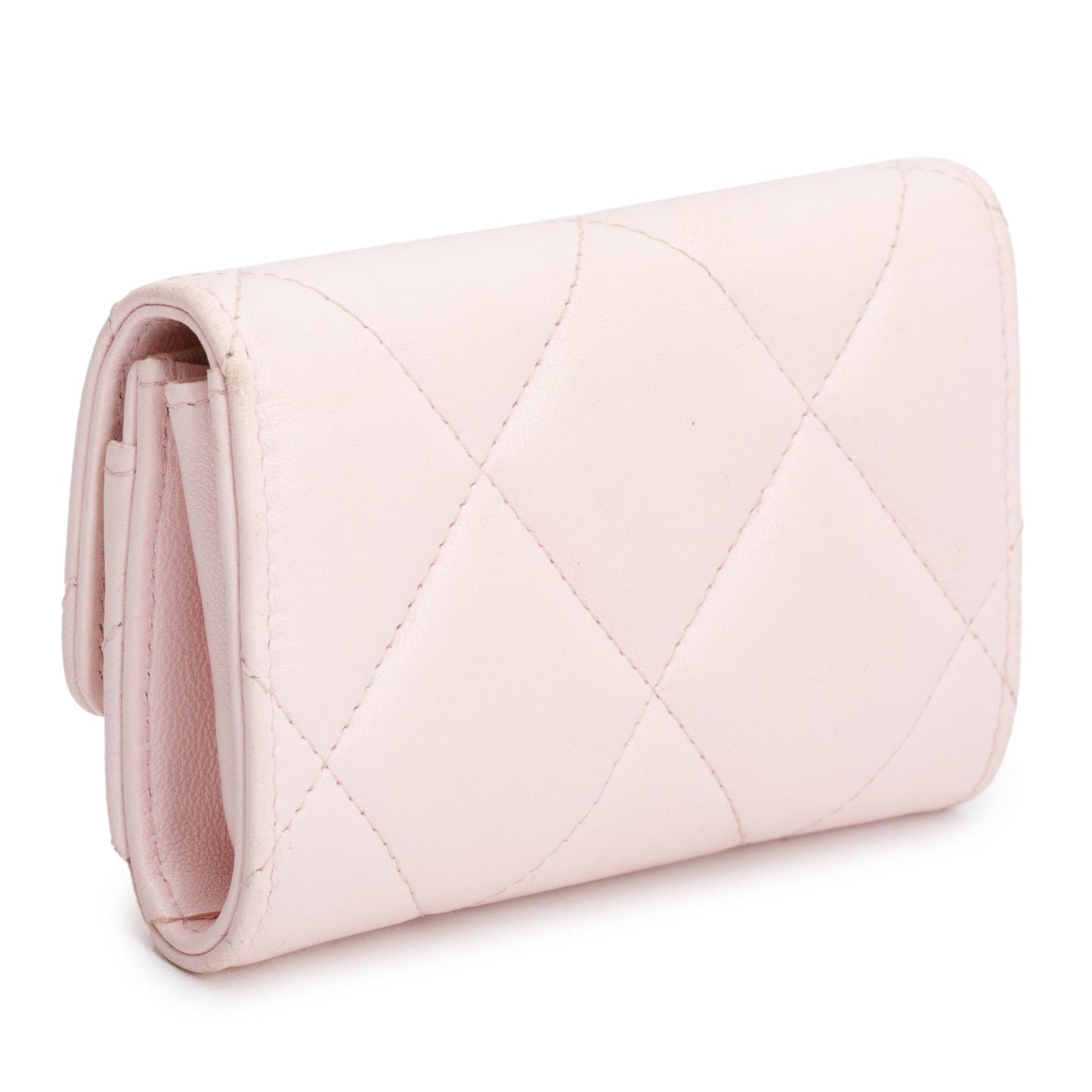 Chanel 2022 Pink Quilted Leather 19 Flap Card Holder