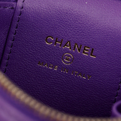 Chanel 2022 Purple Lambskin Leather Mini Top Handle Vanity Case