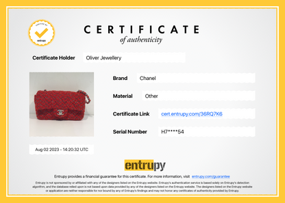 Chanel 2022 Red Tweed Classic Mini Rectangular Flap Bag