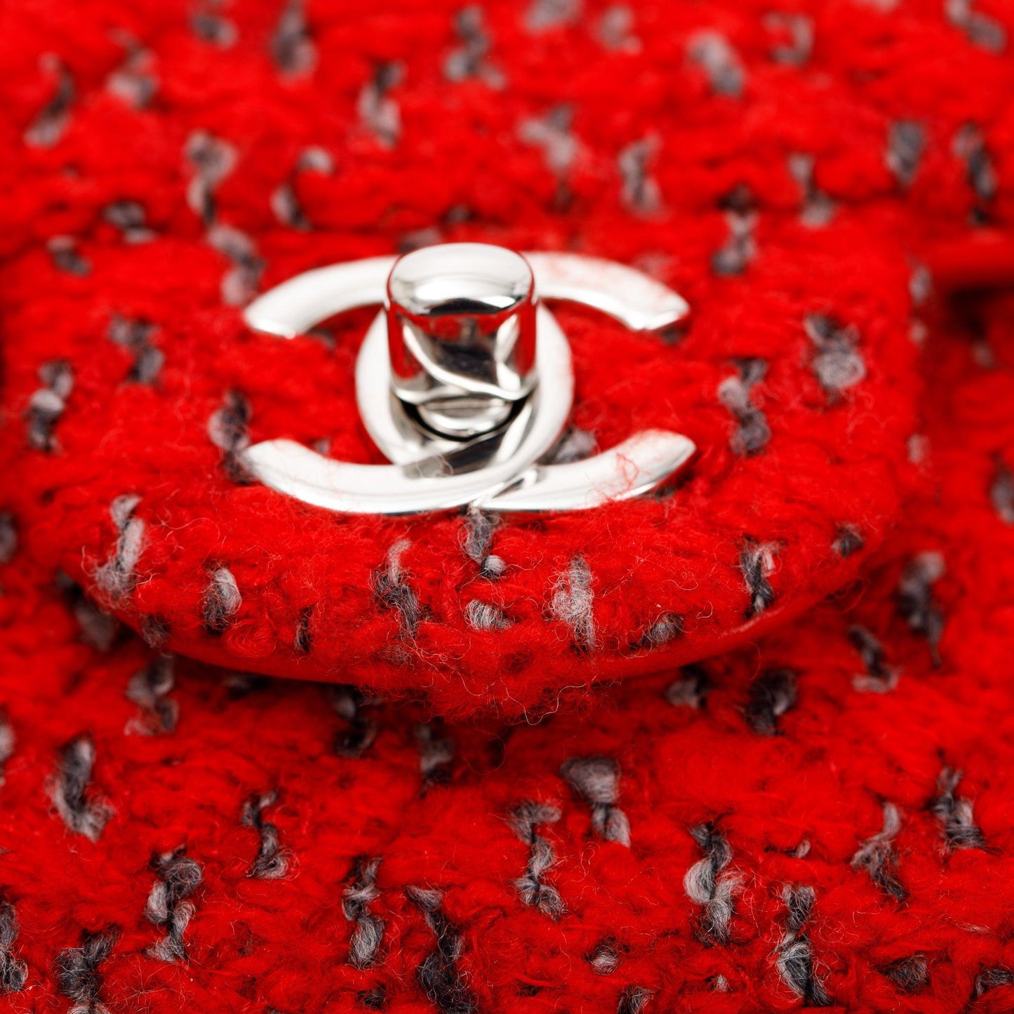 Chanel 2022 Red Tweed Classic Mini Rectangular Flap Bag