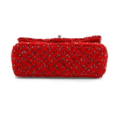 Chanel 2022 Red Tweed Classic Mini Rectangular Flap Bag