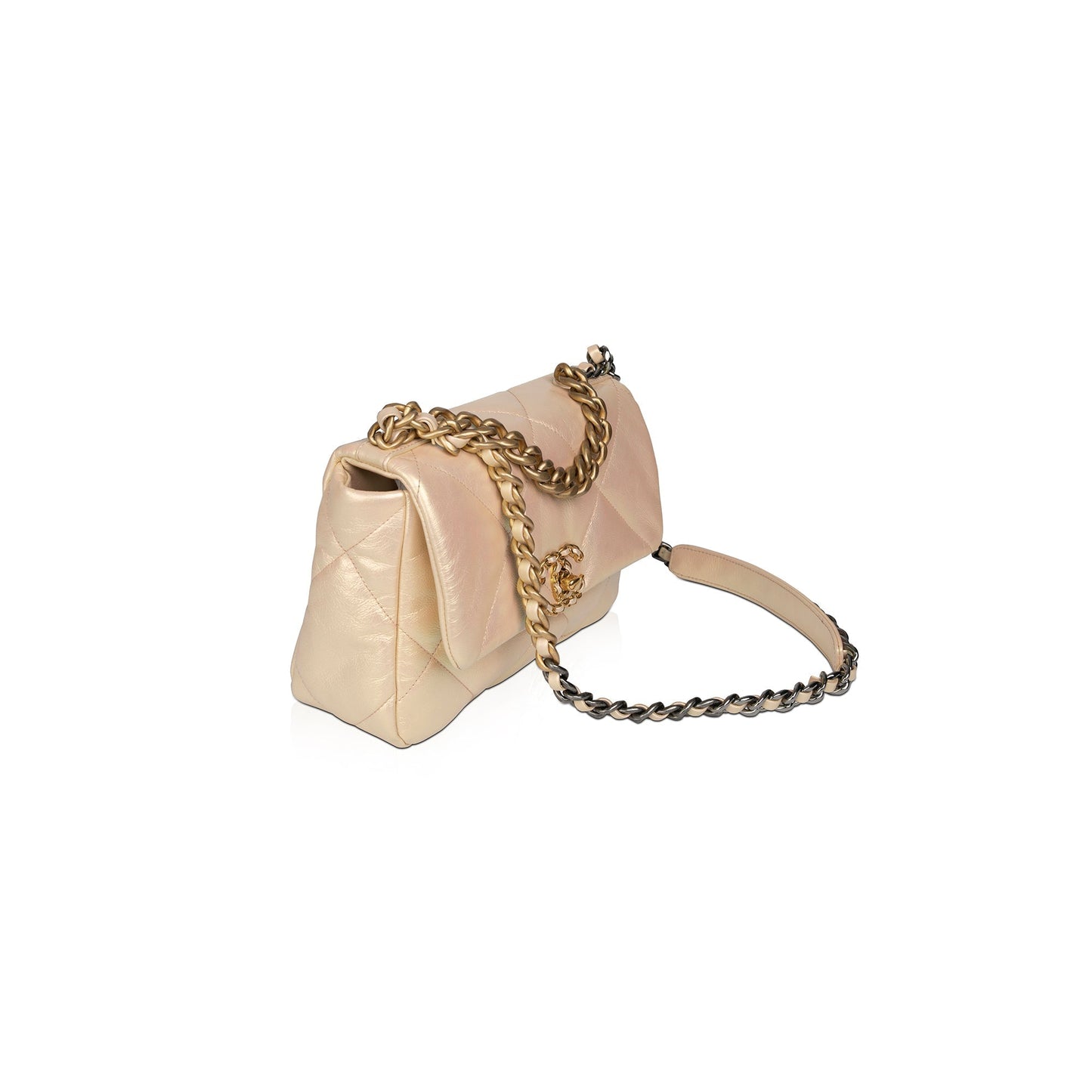 Chanel 2022 Rose Iridescent Medium 19 Flap Bag