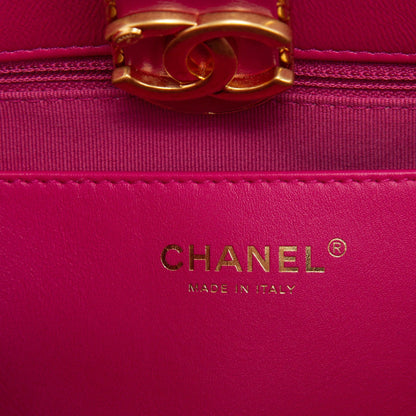 Chanel 2022 Small Pink Lambskin Leather Shopping Tote