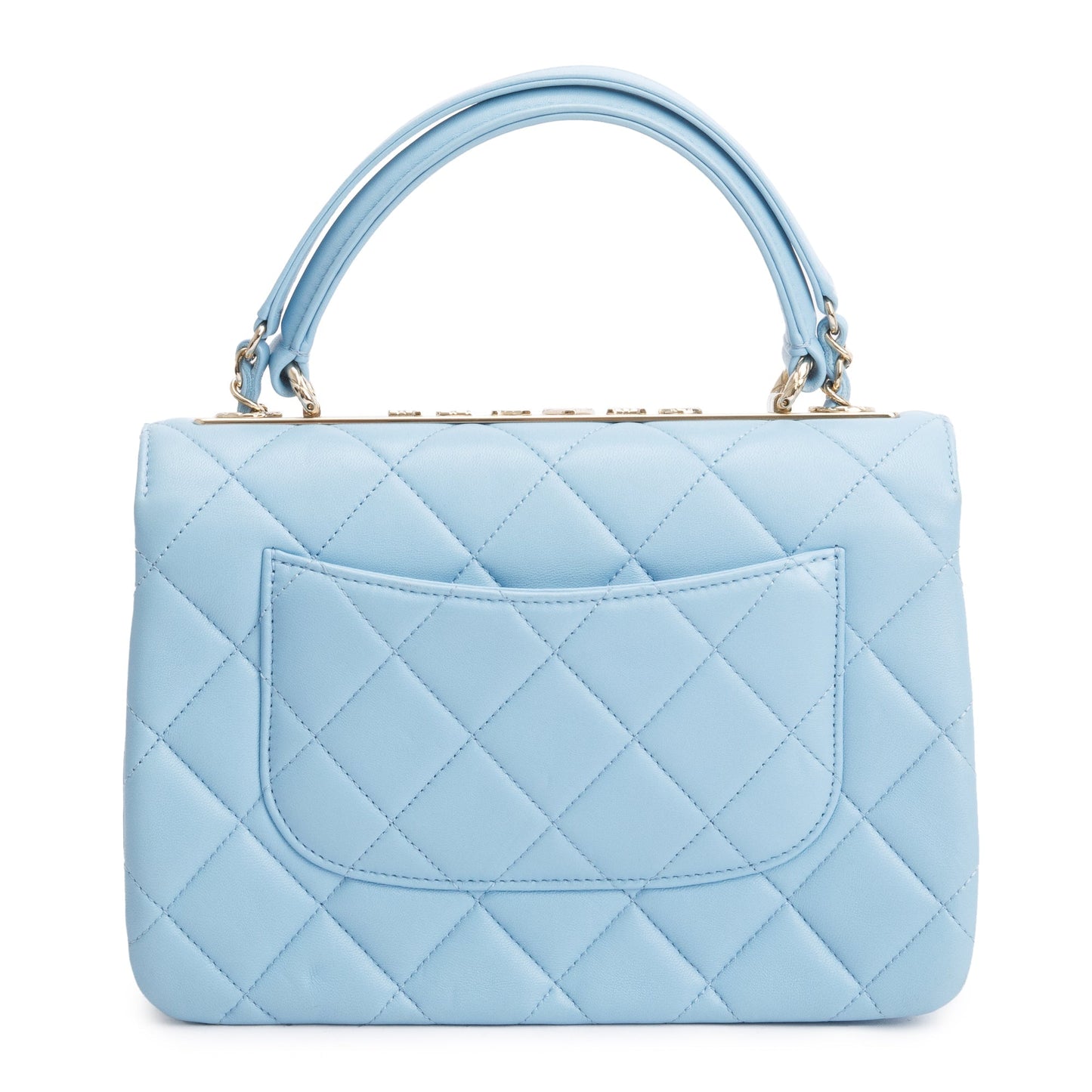 Chanel 2022 Tiffany Blue Lambskin Leather Small  Trendy CC Top Handle Flap Bag