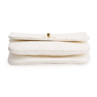 Chanel 2022 White Calfskin Leather Enamel Color Match Small Flap Bag