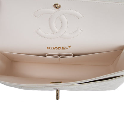 Chanel 2022 White Caviar Classic Medium Double Flap Bag