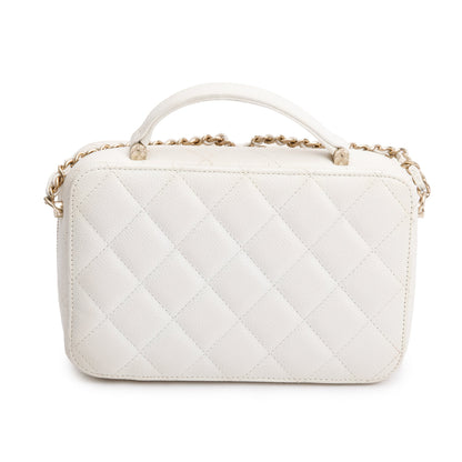 Chanel 2022 White Caviar Leather Small Top Handle Vanity Case