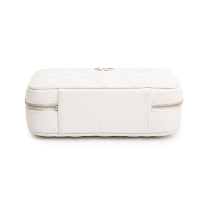 Chanel 2022 White Caviar Leather Small Top Handle Vanity Case
