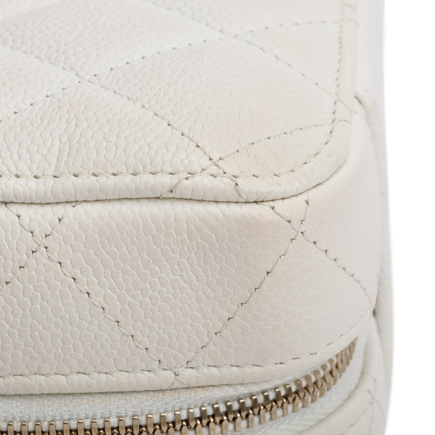 Chanel 2022 White Caviar Leather Small Top Handle Vanity Case