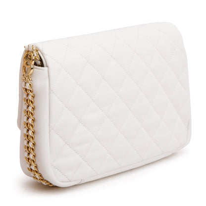 Chanel 2022 White Caviar Quilted Leather Small CC You Flap Bag