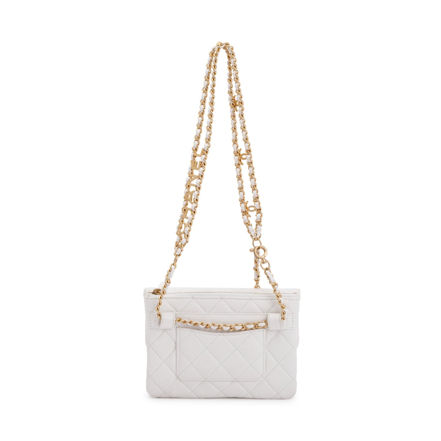 Chanel 2022 White Quilted Caviar Leather Pick Me Up Belt Bag