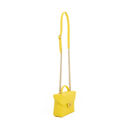 Chanel 2022 Yellow Caviar Leather Small Vanity Case