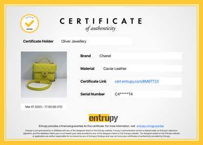Chanel 2022 Yellow Caviar Leather Small Vanity Case