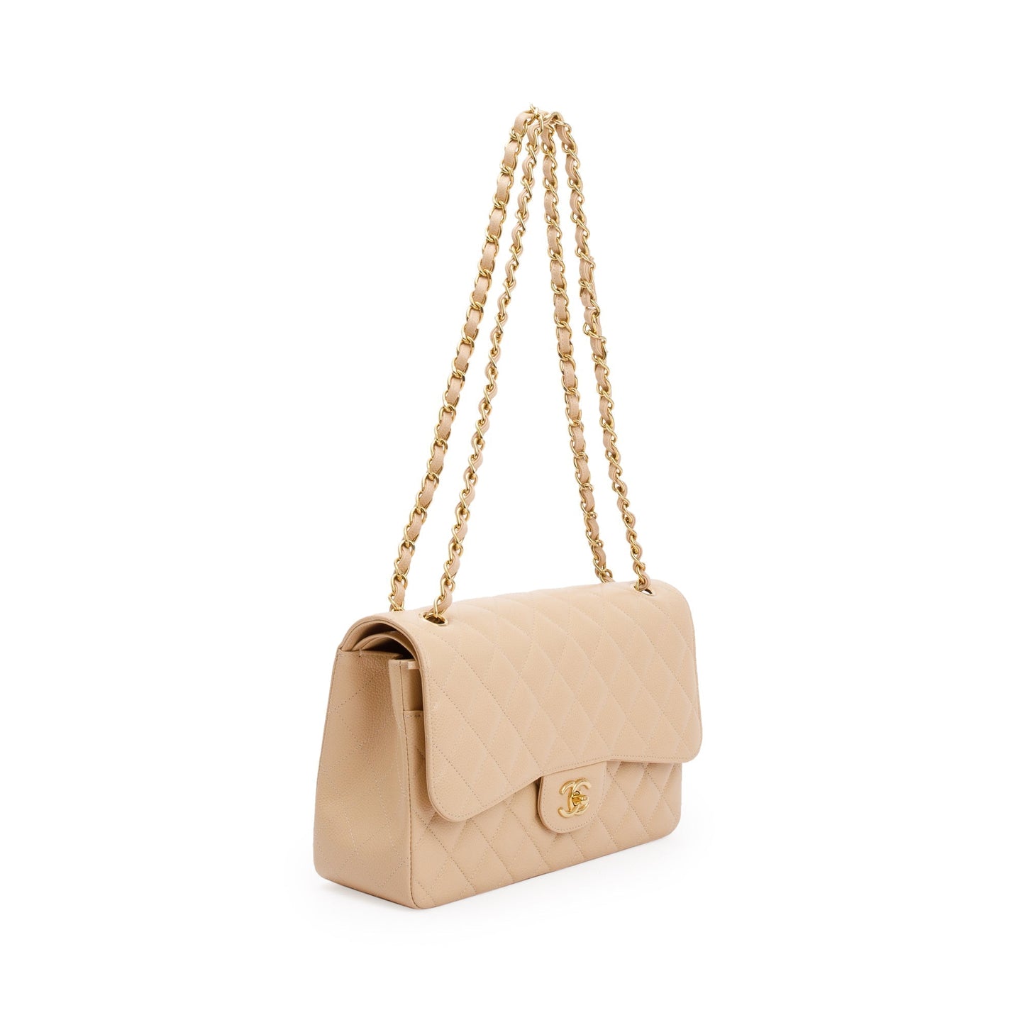 Chanel 2023 Beige Caviar Classic Jumbo Double Flap Bag
