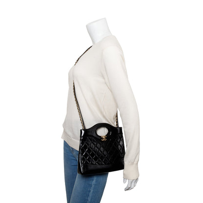 Chanel 2023 Black Calfskin Leather Mini 31 Shopping Tote