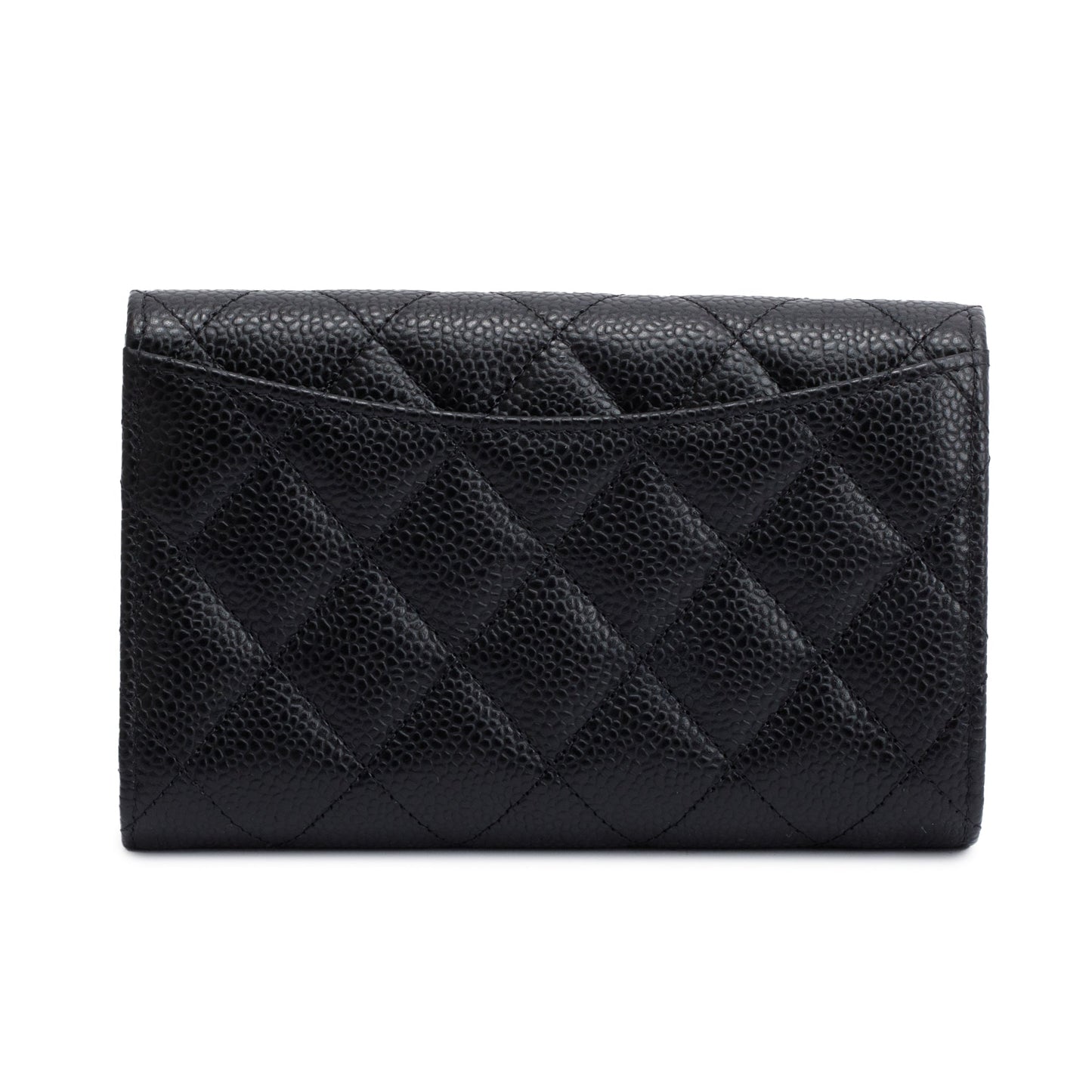 Chanel 2023 Black Caviar Leather Medium Classic Flap Wallet
