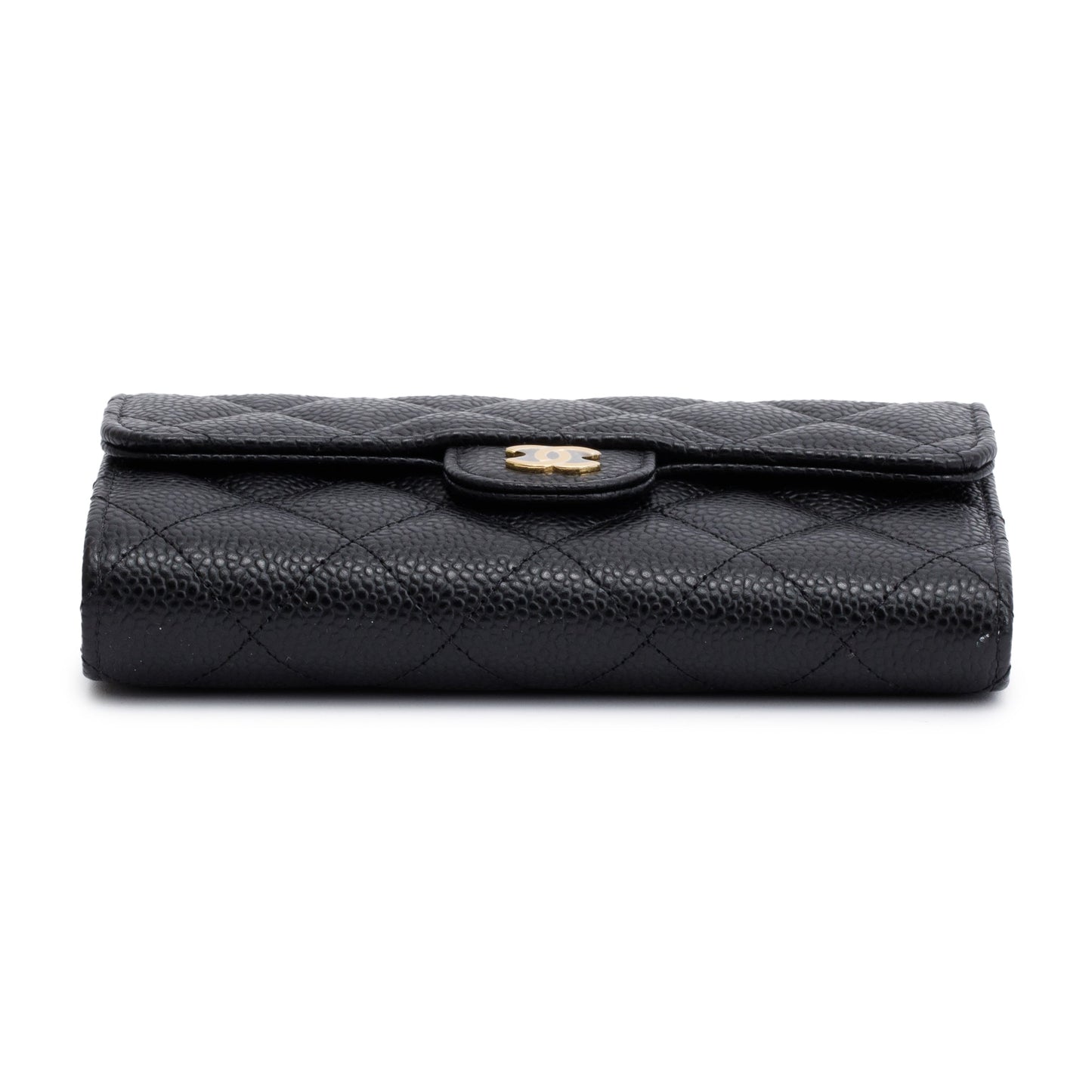Chanel 2023 Black Caviar Leather Medium Classic Flap Wallet