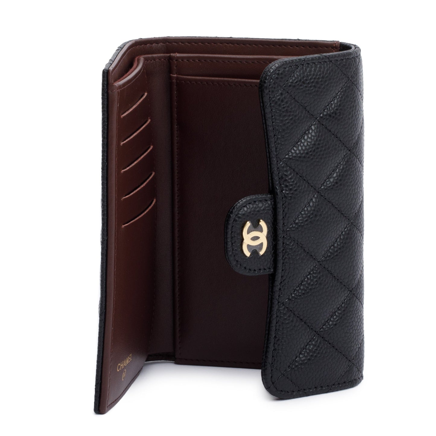 Chanel 2023 Black Caviar Leather Medium Classic Flap Wallet