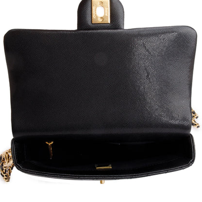 Chanel 2023 Black Caviar Quilted Leather Mini CC You Flap Bag