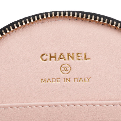 Chanel 2023 Black Lambskin Leather Handle with Care Round Vanity Case