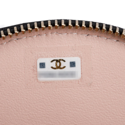 Chanel 2023 Black Lambskin Leather Handle with Care Round Vanity Case