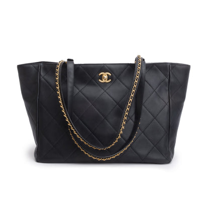 Chanel 2023 Black Quilted Calfskin Leather Book Pocket Shopping Tote