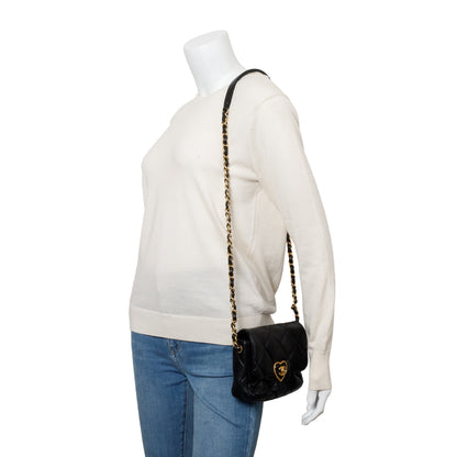 Chanel 2023 Black Quilted Calfskin Leather Coco Love Flap Bag