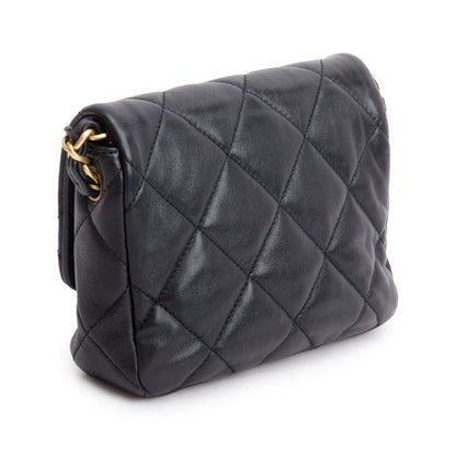 Chanel 2023 Black Quilted Calfskin Leather Coco Love Flap Bag