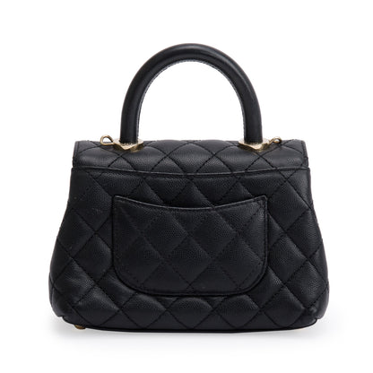 Chanel 2023 Black Quilted Caviar Extra Mini Coco Handle Flap Bag