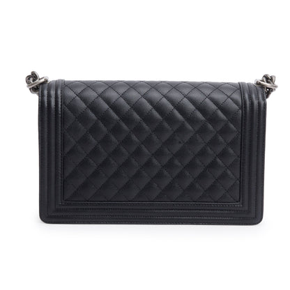 Chanel 2023 Black Quilted Caviar Large Boy Bag