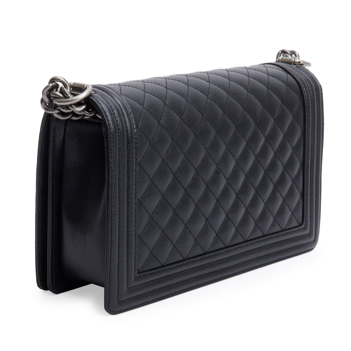 Chanel 2023 Black Quilted Caviar Large Boy Bag