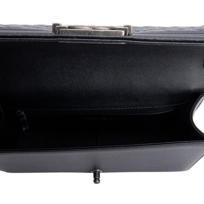 Chanel 2023 Black Quilted Caviar Large Boy Bag