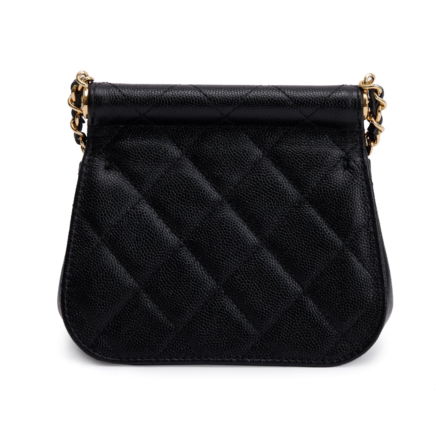 Chanel 2023 Black Quilted Caviar Micro Clutch with Chain