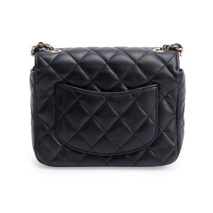 Chanel 2023 Black Quilted Lambskin Leather Candy Heart Square Mini Flap Bag