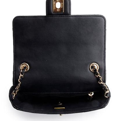 Chanel 2023 Black Quilted Lambskin Leather Candy Heart Square Mini Flap Bag