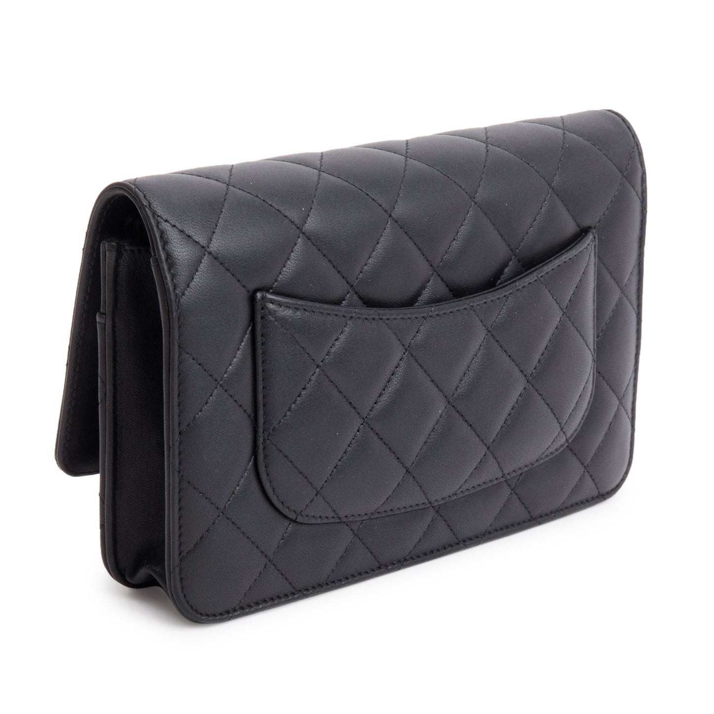 Chanel 2023 Black Quilted Lambskin Leather Classic Wallet on Chain