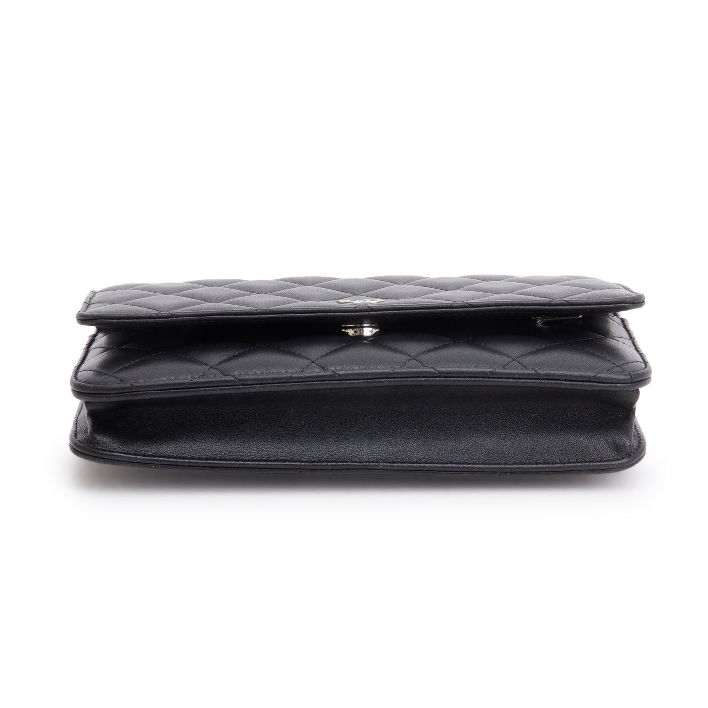 Chanel 2023 Black Quilted Lambskin Leather Classic Wallet on Chain