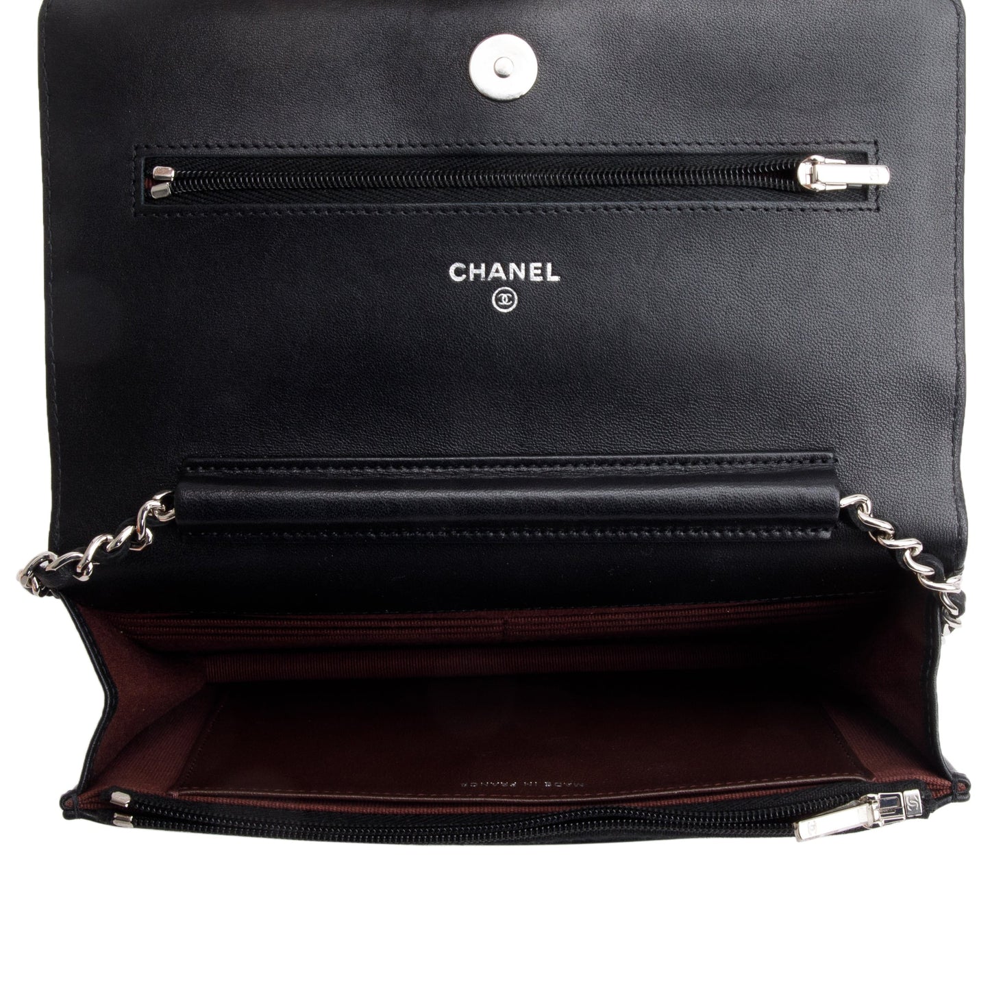 Chanel 2023 Black Quilted Lambskin Leather Classic Wallet on Chain