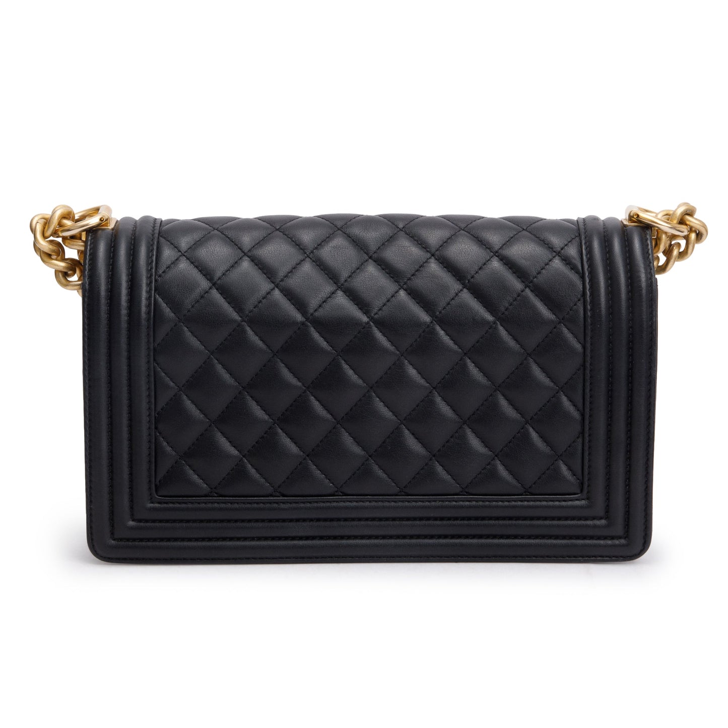 Chanel 2023 Black Quilted Lambskin Leather Medium Boy Bag