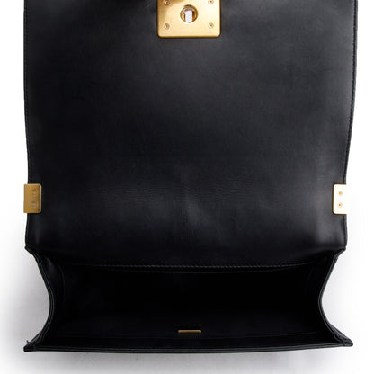 Chanel 2023 Black Quilted Lambskin Leather Medium Boy Bag