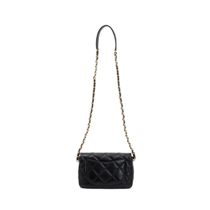 Chanel 2023 Black Quilted Lambskin Leather Small Heart Flap Bag