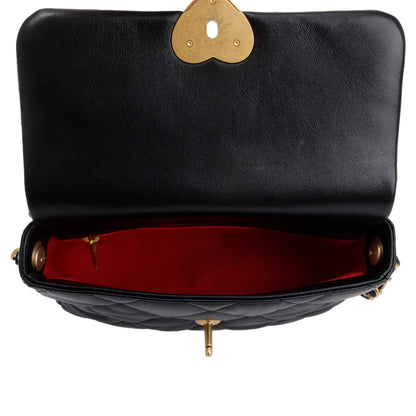 Chanel 2023 Black Quilted Lambskin Leather Small Heart Flap Bag