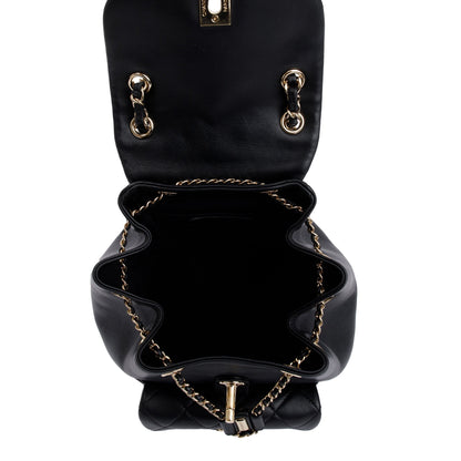 Chanel 2023 Black Quilted Small Duma Drawstring Backpack