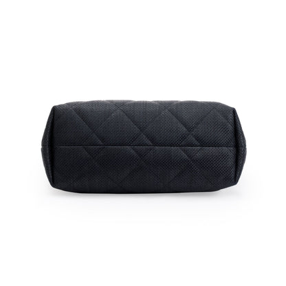 Chanel 2023 Black Raffia Calfskin Coco Maxi Beach Shopping Tote