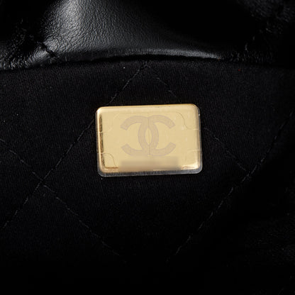 Chanel 2023 Black Shiny Calfskin Leather Mini Chanel 22