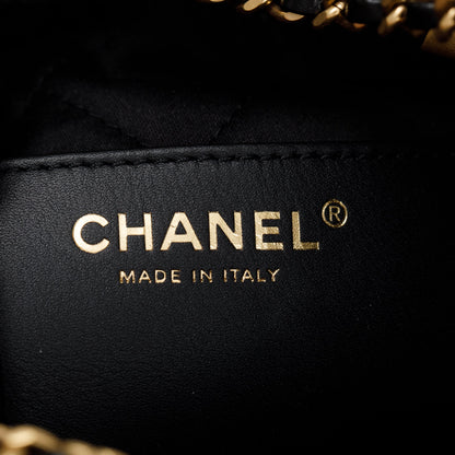 Chanel 2023 Black Shiny Calfskin Leather Mini Chanel 22