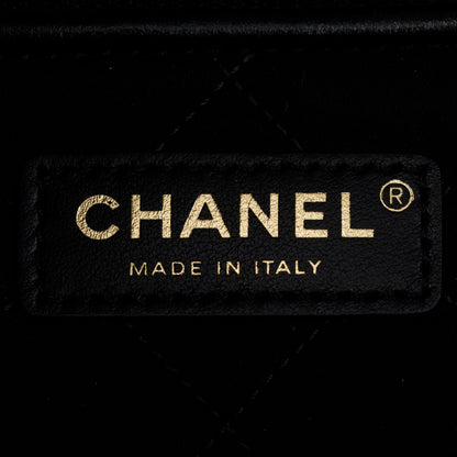 Chanel 2023 Black Shiny Calfskin Leather Small Chanel 22 Hobo