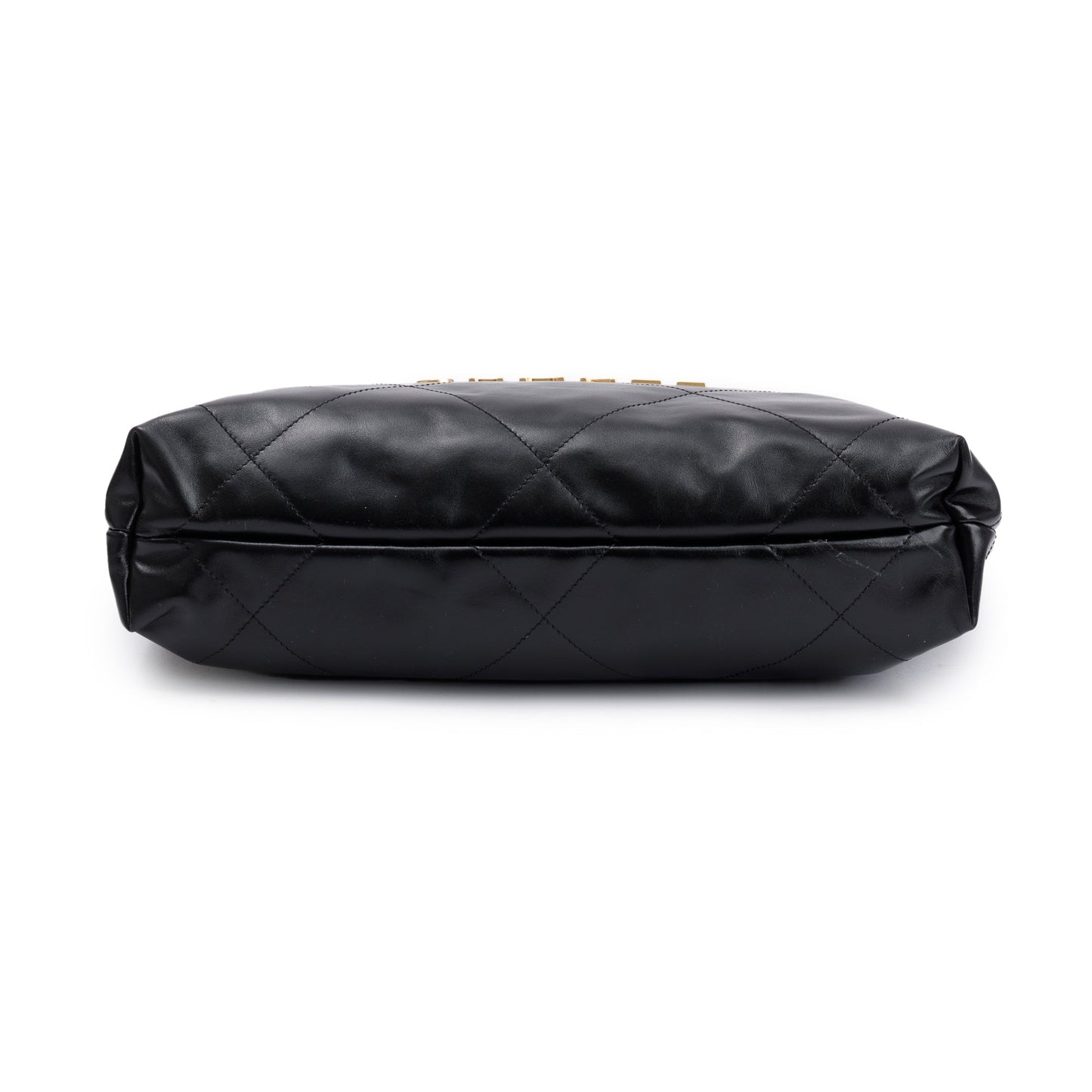 Chanel 2023 Black Shiny Calfskin Leather Small Chanel 22 Hobo