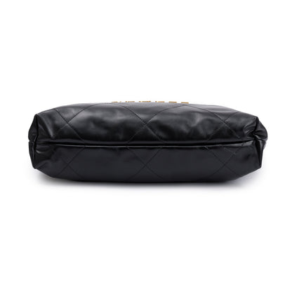 Chanel 2023 Black Shiny Calfskin Leather Small Chanel 22 Hobo